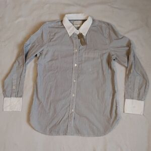 J. Crew Navy Striped Blouse with White Accents